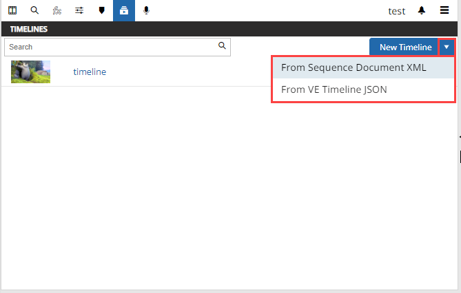 Import options when choosing to create a new timeline
