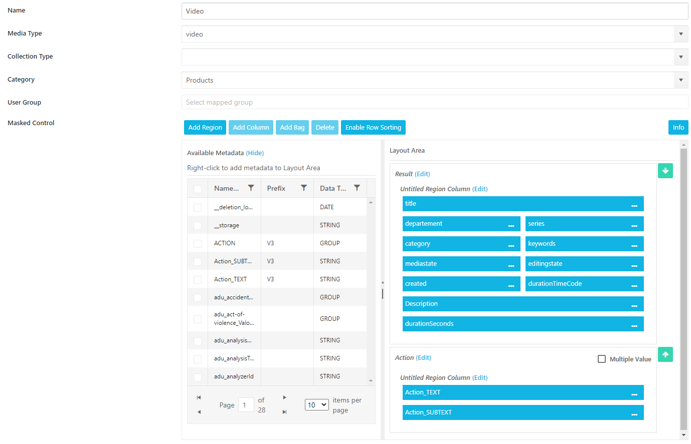 Fields for the custom card
