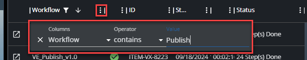 Filter through workflows