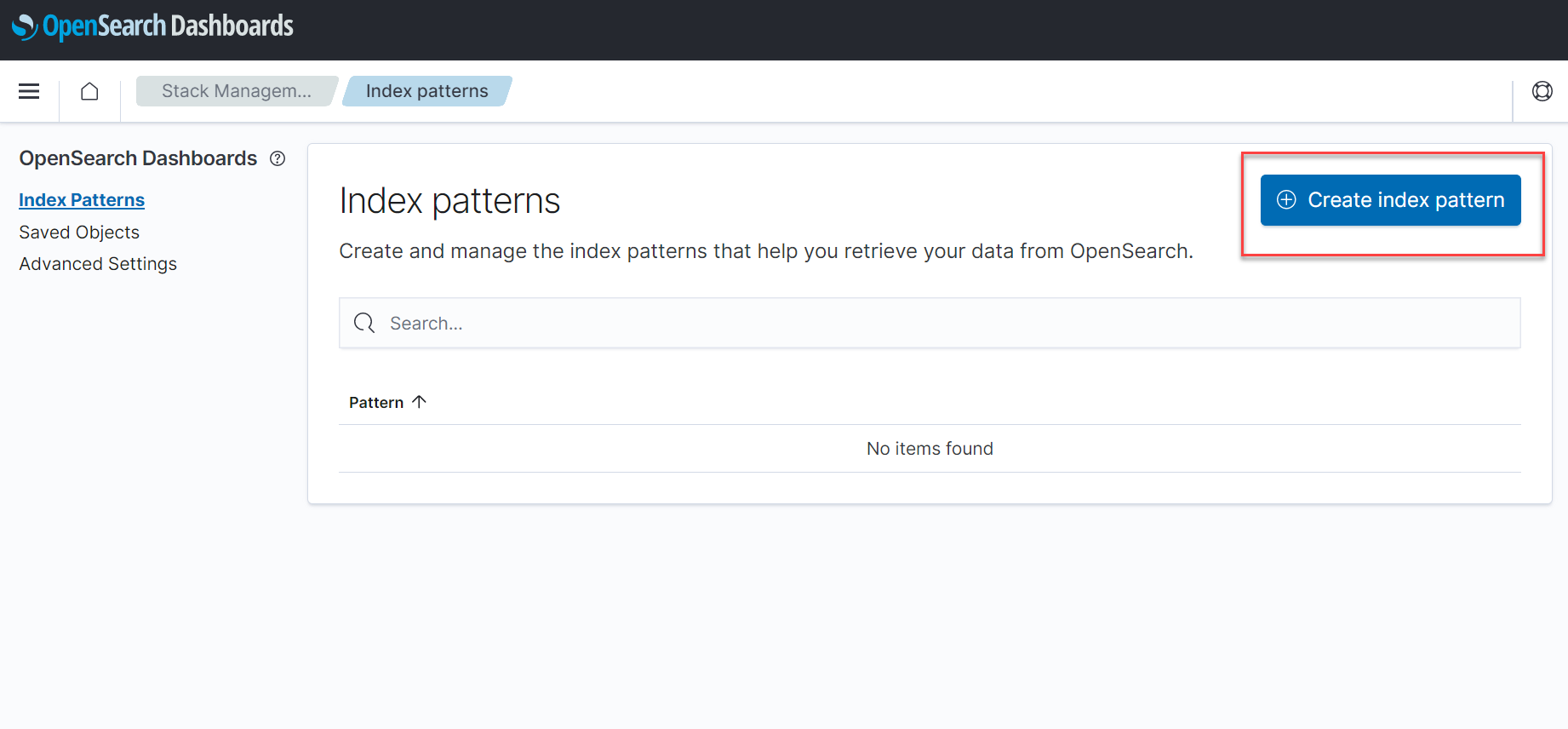 Create index pattern