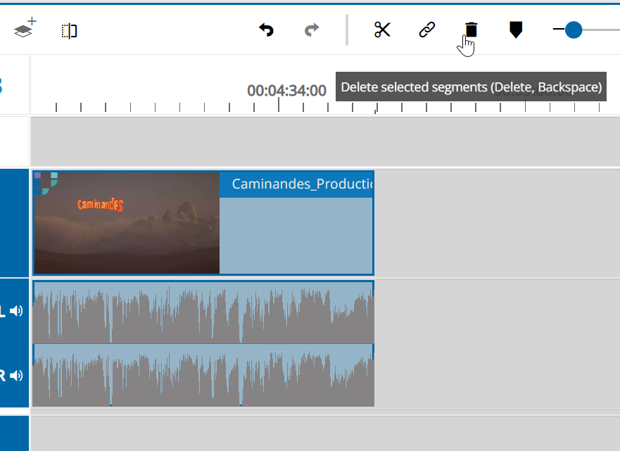 Delete segment option on toolbar