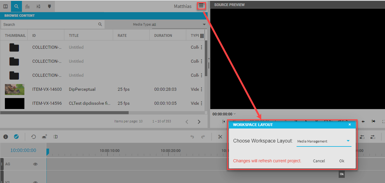 Workspace layout choice