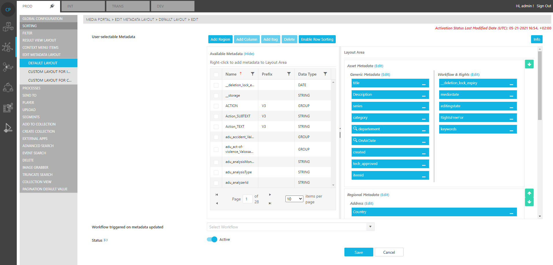 Default edit metadata layout
