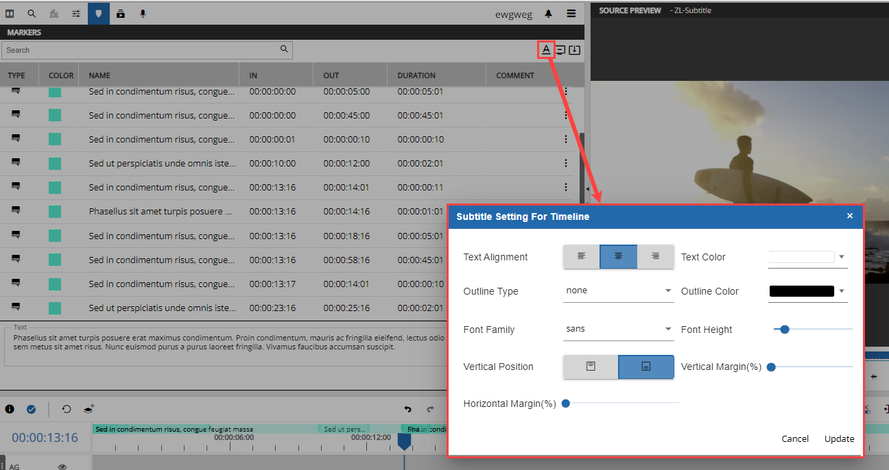 Adjusting formatting options for subtitles
