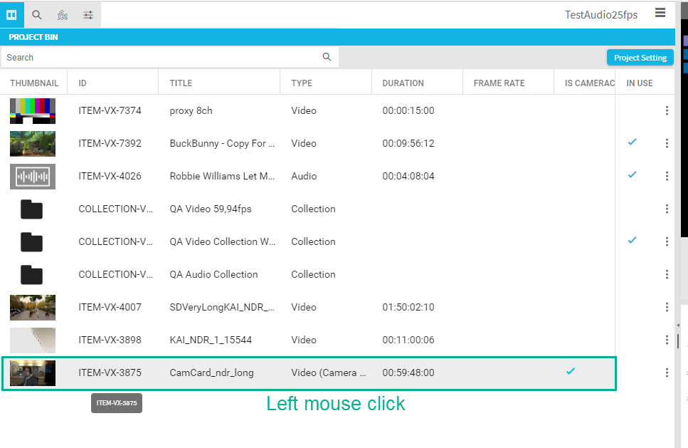 Navigating to an event list via item