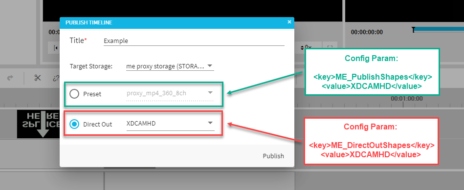 Selecting the direct out shapes when publishing
